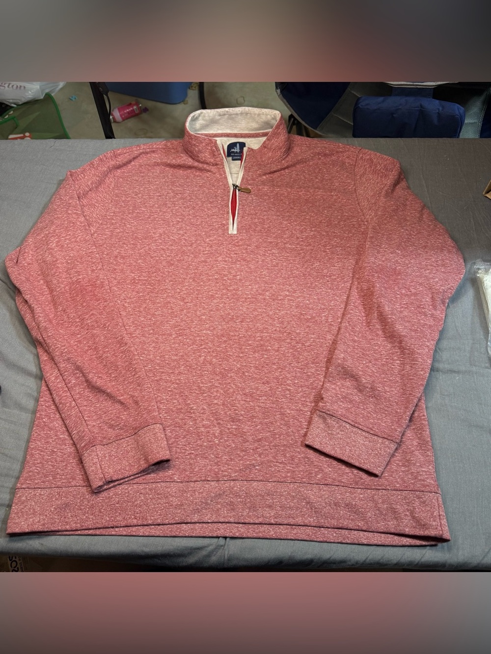 johnnie-O Red Heather Quarter-Zip Pullover Sweater
